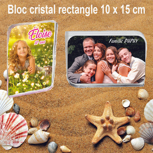Bloc cristal à personnaliser avec photo, texte, logo rectangulaire 10 x 15 cm  KDO UNIQUE