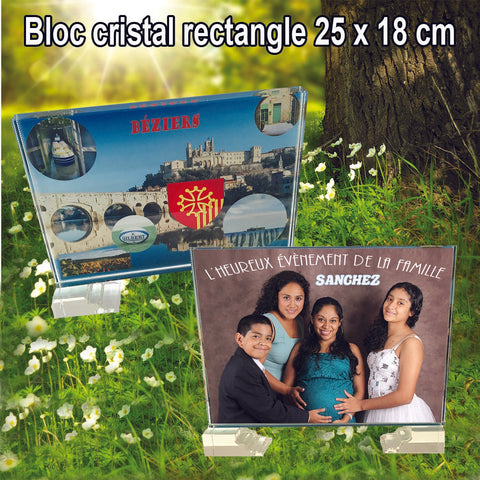 Bloc cristal à personnaliser avec photo, texte, logo rectangulaire 25 x 18 cm KDO UNIQUE Béziers