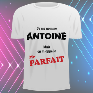 Tee-shirt personnalisé "Prénom, monsieur parfait" KDO UNIQUE