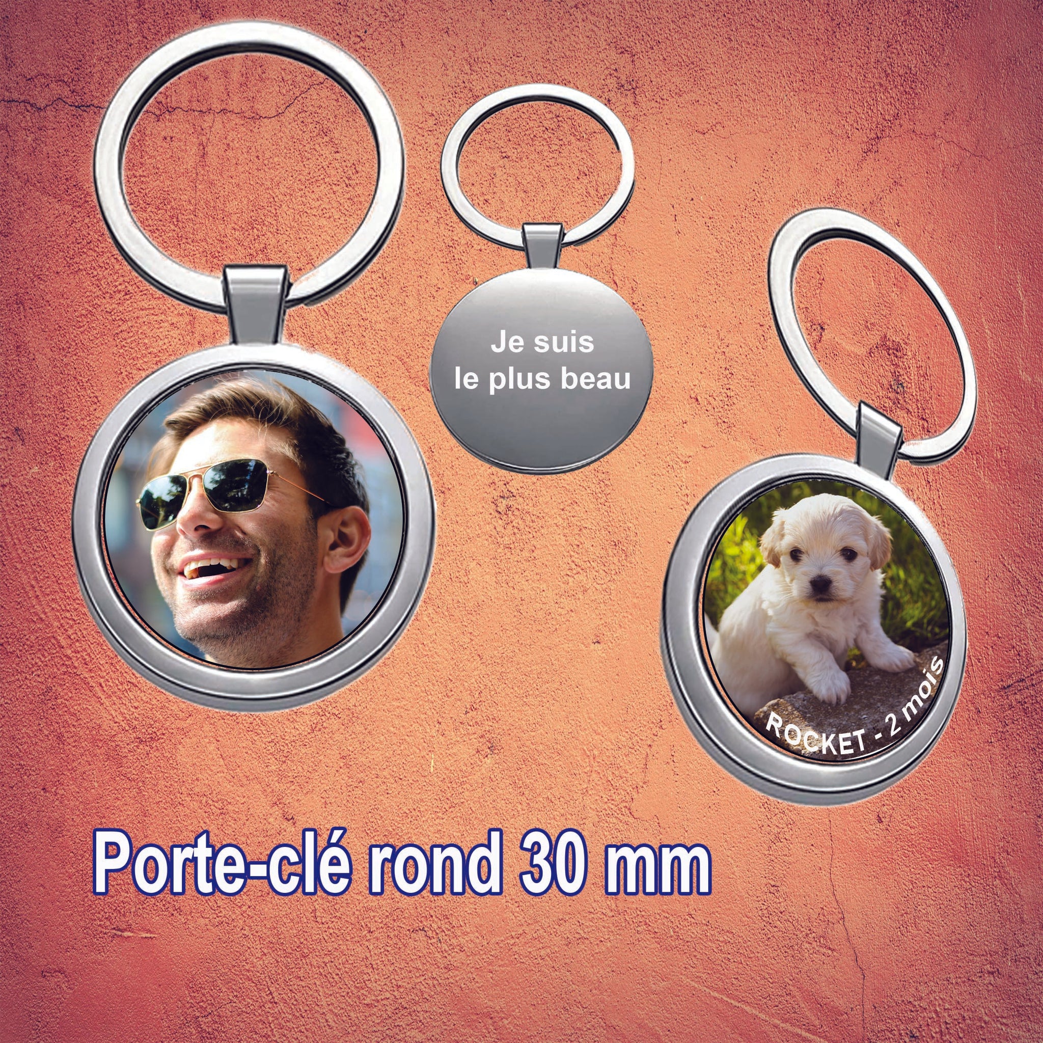 Porte-clé personnalisé avec une photo, texte, logo...  rond Ø 30 KDO UNIQUE 