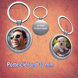 Porte-clé personnalisé avec une photo, texte, logo...  rond Ø 30 KDO UNIQUE 