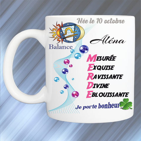 Mug personnalisé balance prénom féminin KDO UNIQUE