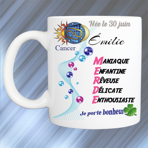 Mug personnalisé cancer prénom féminin KDO UNIQUE