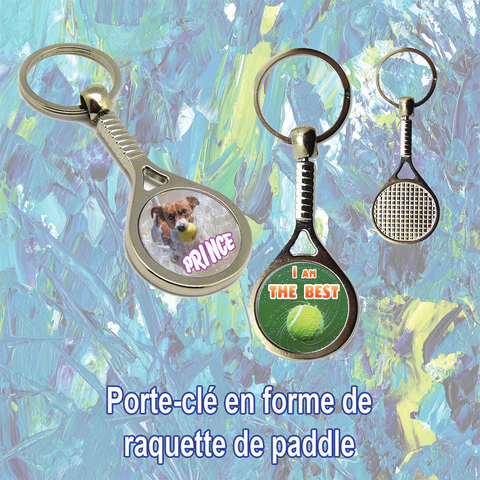 Porte-clé personnalisé raquette de tennis  avec  photo, texte, logo... KDO UNIQUE Béziers